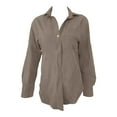 thumbnail image 4 of 2025 Women's Sleeveless V Neck Button-Up Lapel Shirt - Solid Color Blouse, Xl, Brown, 4 of 4
