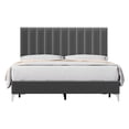thumbnail image 3 of Tookss Queen Bed Frame Modern Velvet Upholstered 11 Inch Bed Frame with Headboard No Box Spring Needed Grey, 3 of 10