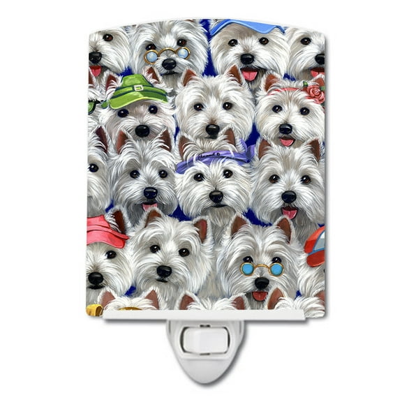 Caroline's Treasures PPP3217CNL Westie Many Faces Ceramic Night Light, 6x4x3", multicolor
