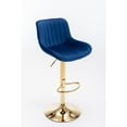 thumbnail image 5 of Chrome Footrest and Base Swivel Height Adjustable Mechanical Lifting Velvet + Golden Leg Simple Bar Stool,Set of 2,Navy, 5 of 9