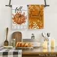 thumbnail image 2 of Orange Buffalo Plaid Polka Dot Pumpkin Fall Kitchen Towels Dish Towels, 18x26 Inch Farmhouse Eucalyptus Leaves Decoration Hand Towels Set of 4, 2 of 6