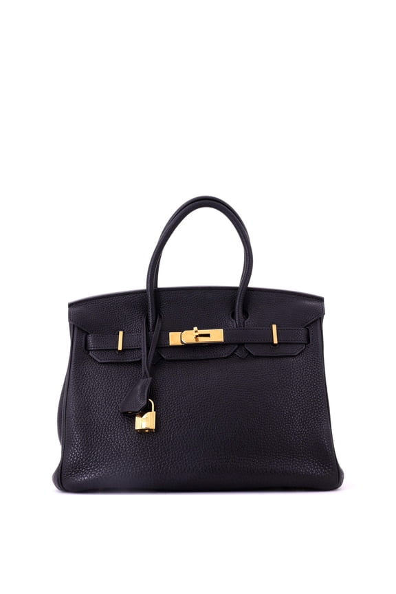 Pre-Owned Birkin Handbag Noir Togo with Gold Hardware 30 By Rebag