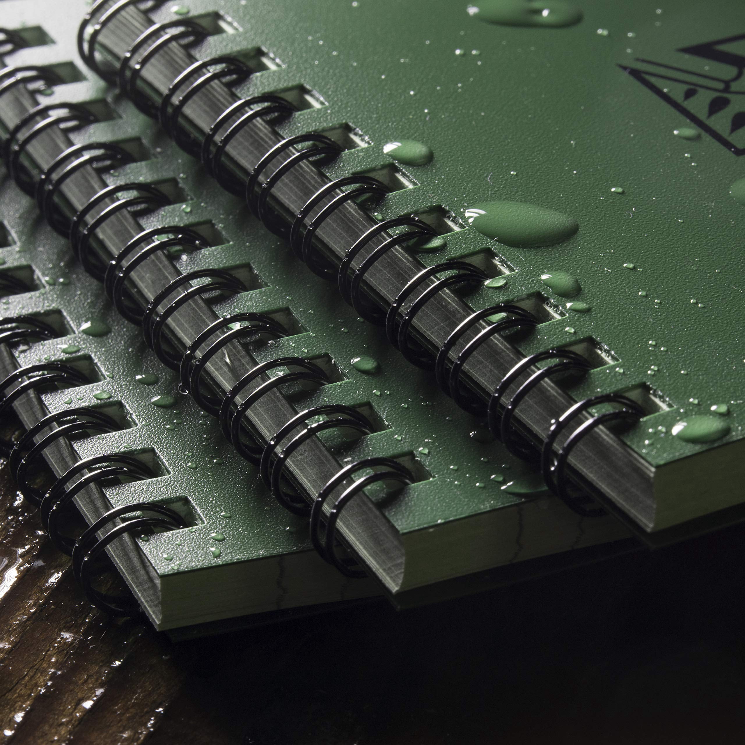 Rite in the Rain Weatherproof Top Spiral Notebook, 4" x 6", Green Cover, Universal Pattern, 3 Pack (No. 946-3)