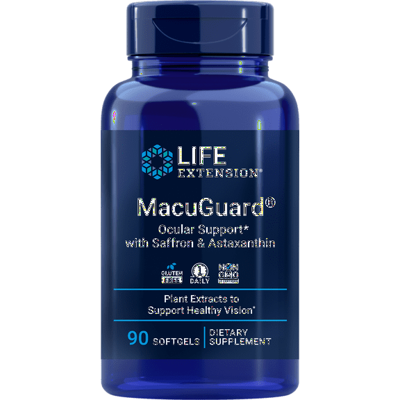 Life Extension MacuGuard Ocular Support 90 softgels with Saffron, Lutein, Astaxanthin & Zeaxanthin, - Eye Vitamin Supplement