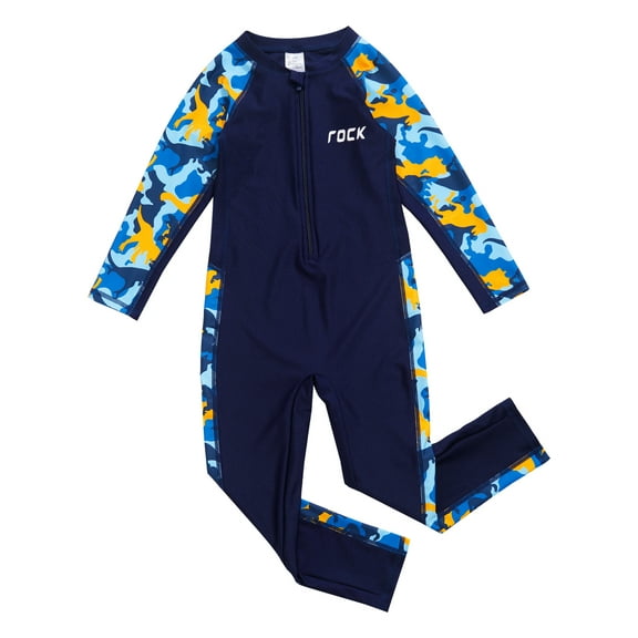 Zaldita Boys UV Protection Thermal Swimsuit Full Coverage Swimwear Long Sleeve One Piece Wetsuit Navy Blue 5XL
