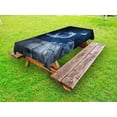 thumbnail image 1 of Dark Blue Outdoor Tablecloth, Vivid Night Sky with Stars Clouds and Crescent Moon Wooden Planks Celestial, Decorative Washable Fabric Picnic Table Cloth, 58 X 84 Inches,Dark Blue White, by Ambesonne, 1 of 2