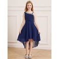 thumbnail image 2 of Miutii Kids Girls Sleeveless Chiffon Junior Bridesmaid Dresses Shiny Sequins Asymmetrical Hem Evening Navy Blue 14, 2 of 7