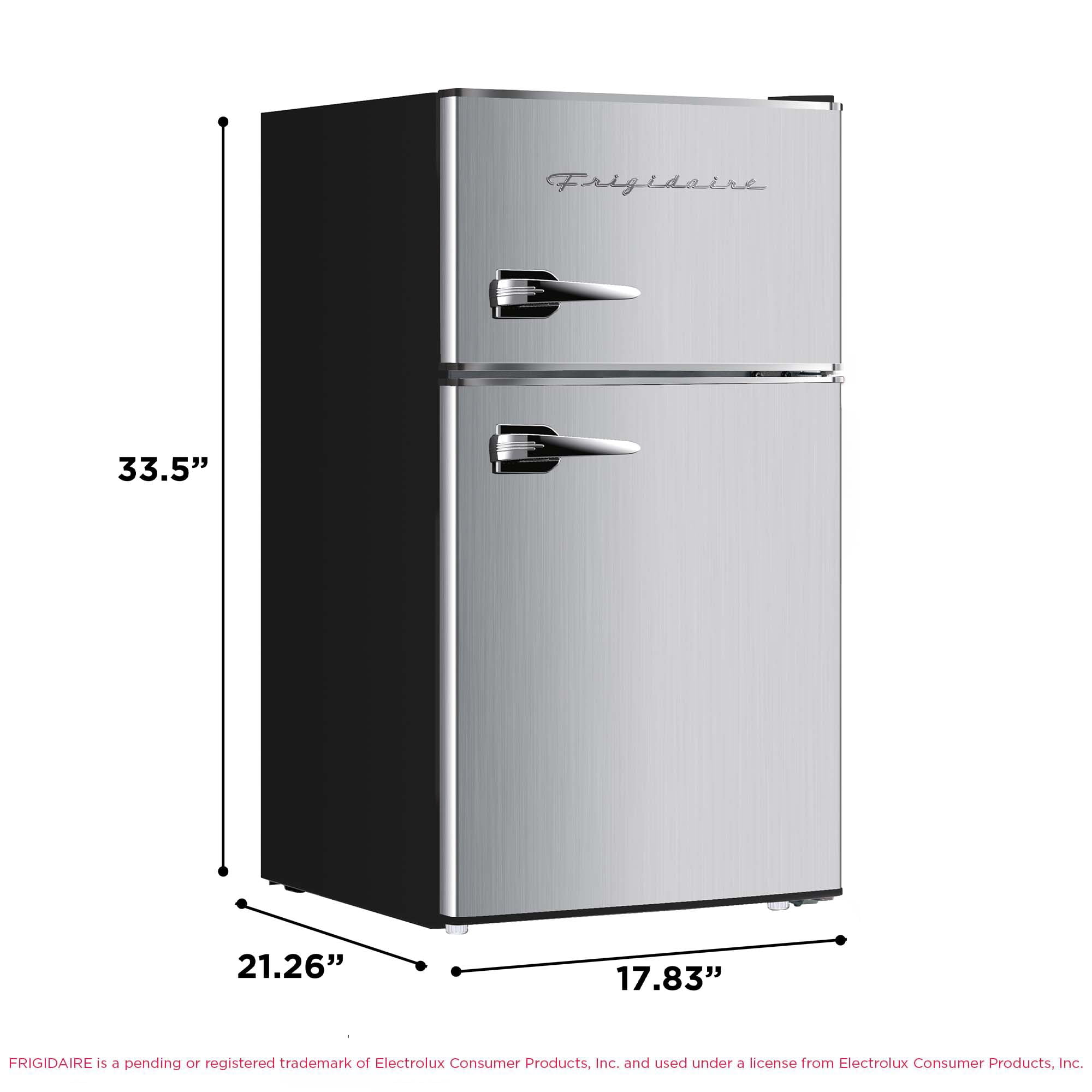 Frigidaire 3.1 Cu. ft. Retro Refrigerator with Freezer Compartment, 2-Door Compact Fridge, Platinum