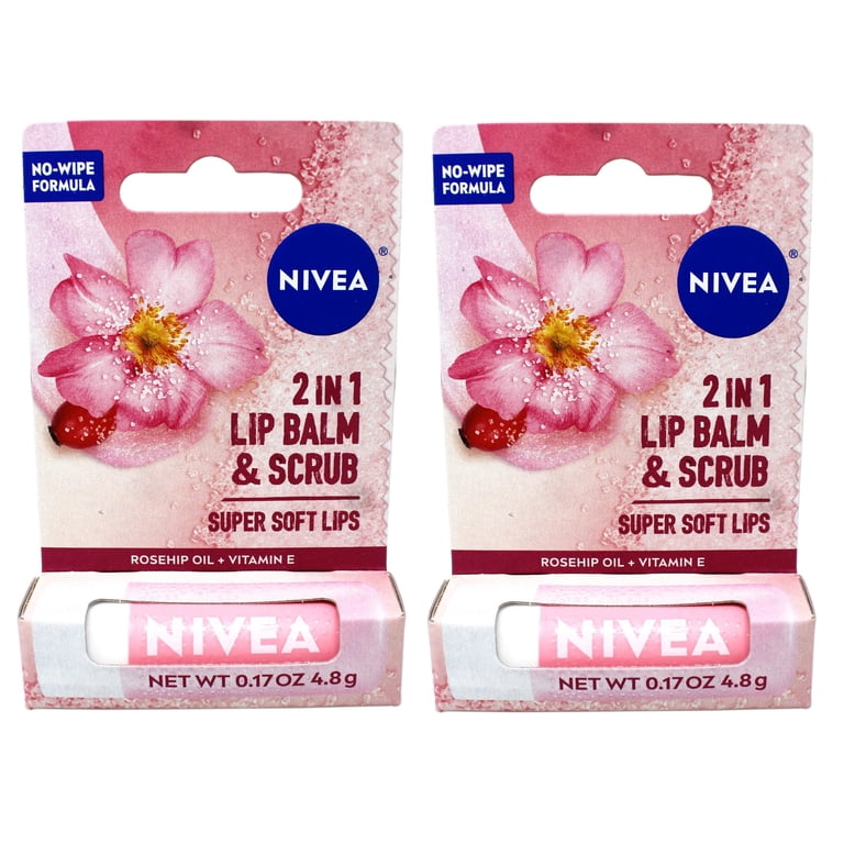 2 Pack - Nivea 2in1 Lip Balm & Scrub Super Soft Lips, Rosehip Oil