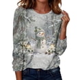 thumbnail image 2 of Yourumao Women's Christmas Shirts Long Sleeve Crewneck Xmas Snowman Graphic Tees Loose Casual Plus Size Tops for Holiday Party, 2 of 8