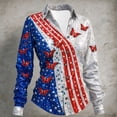 thumbnail image 2 of IWRICH Plus Size Patriotic Shirts for Women USA Flag 4th of July Outfits Button down Long Sleeve Tops Casual V Neck Tunic Blouses 09-Red XL, 2 of 3