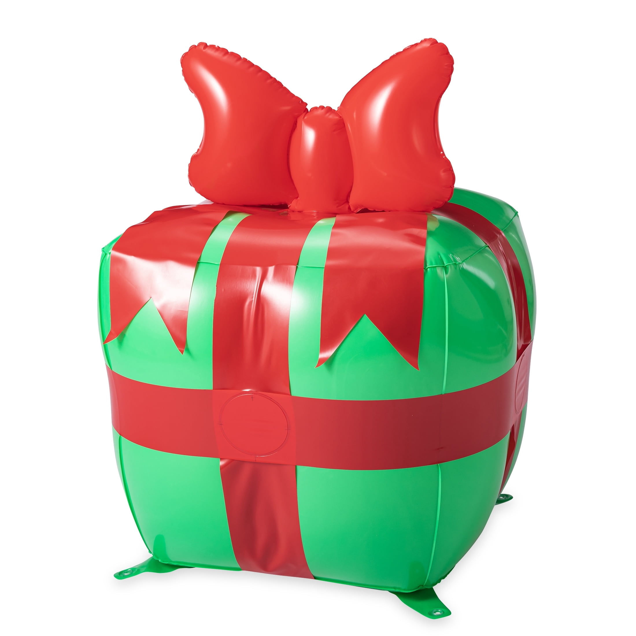 Red and Green Blow-Up Gift Box with Bow Christmas Yard Inflatable, 3', by Holiday Time