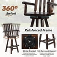 thumbnail image 3 of HOMEDIARY Outdoor Solid Wood Swivel Bar Stool, Oversized Patio Log Bar Height Chair with High Back, Heavy Duty 29.8" Tall Adirondack Chair with Armrest & Footrest, 500 LBS Capacity, Carbonized, 3 of 7