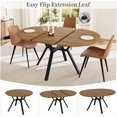 thumbnail image 4 of Extendable Round Dining Table Set for 4-6 People, 43.3"-59.1" Extendable Kitchen Table with 4 Upholstered Chairs, Space Saving for Kitchen Dining Room (Walnut Table+4 Brown Chairs), 4 of 14
