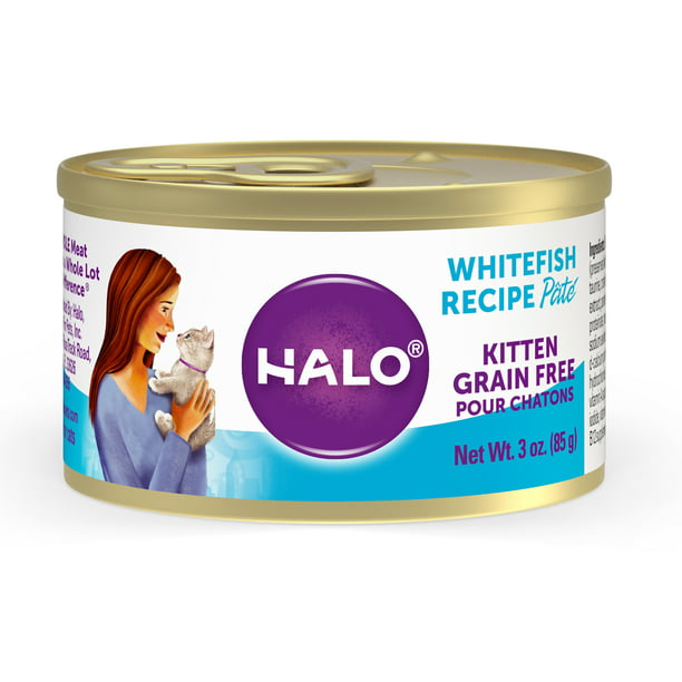 Halo Grain Free Natural Wet Cat Food, Kitten Whitefish Recipe Pate, 3oz