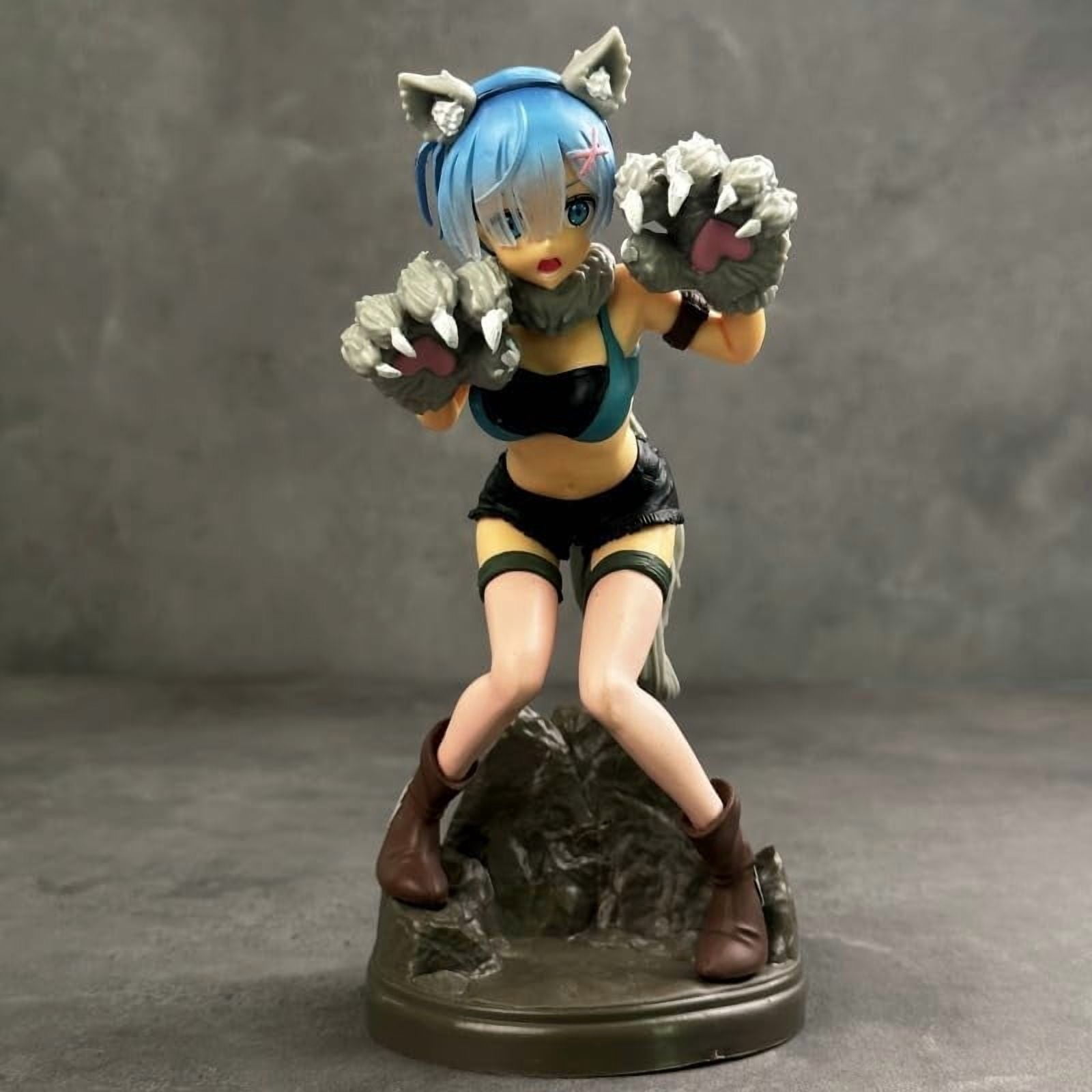 New Rem Figure, Standing Wolf Dressed Rem Action Figures 19cm/7.5inch PVC Character Cosplay Model Collectible Handicrafts for Anime Fans Gift