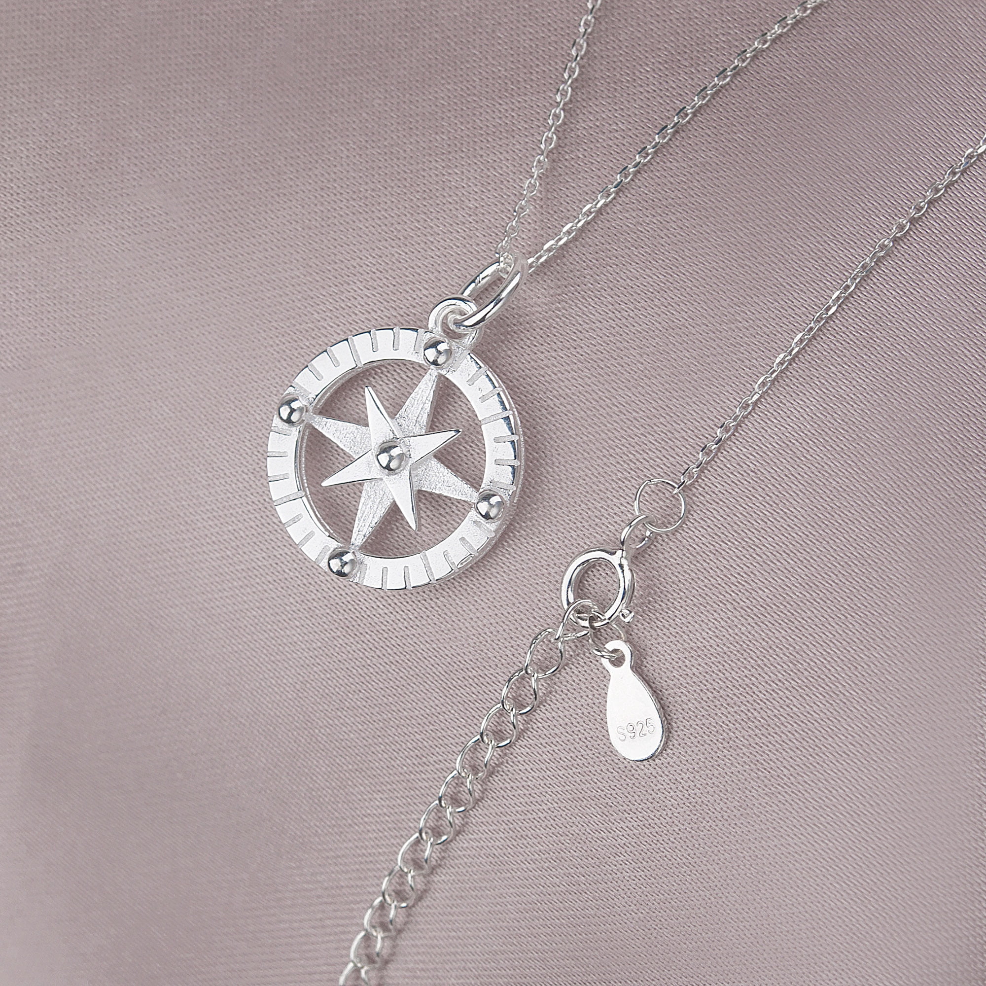 Anavia Girlfriend Compass Necklace Valentines Day Gift, 925 Sterling Silver Necklace with Love Card