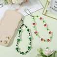 thumbnail image 4 of 2 correas para teléfono con cuentas de hongo rojo y verde, de cristal desmontable, hechas a mano, con cordón corto, cadena de cuentas antipérdida, llavero, correas de muñeca, accesorios para pulseras., 4 of 9