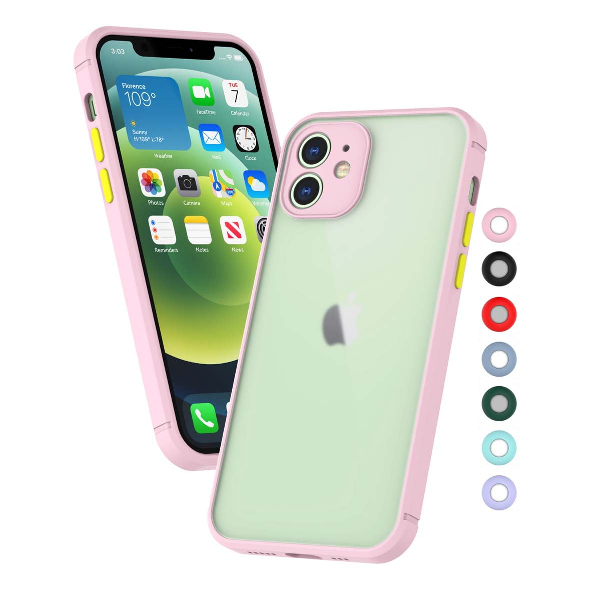 iPhone 12 Pro 2020 Case, Cute Case for Apple iPhone 12 Pro 6.1" 2020, Njjex [Military Grade Drop Tested] Translucent Hard Matte Case Soft TPU Bumper Slim Phone Case -Pink