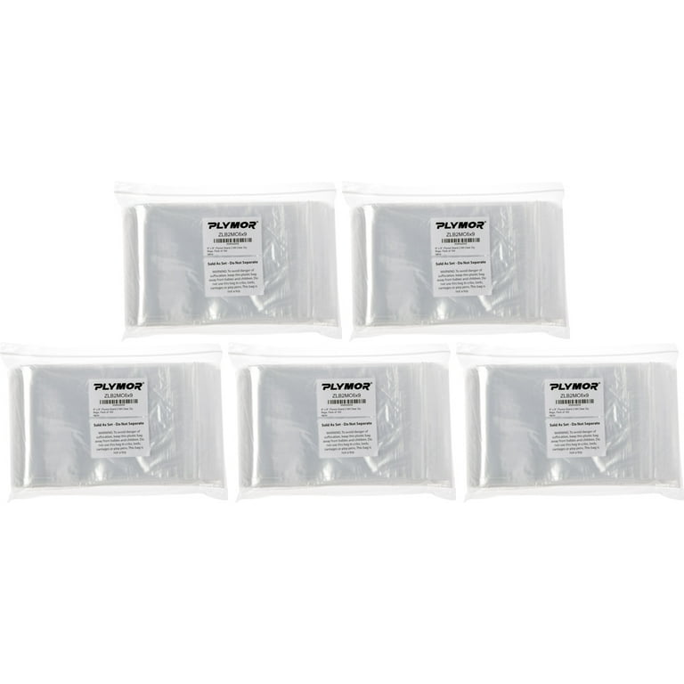 Plymor Zipper Reclosable Plastic Bags, 2 Mil, 6 x 9 (Pack of 100)
