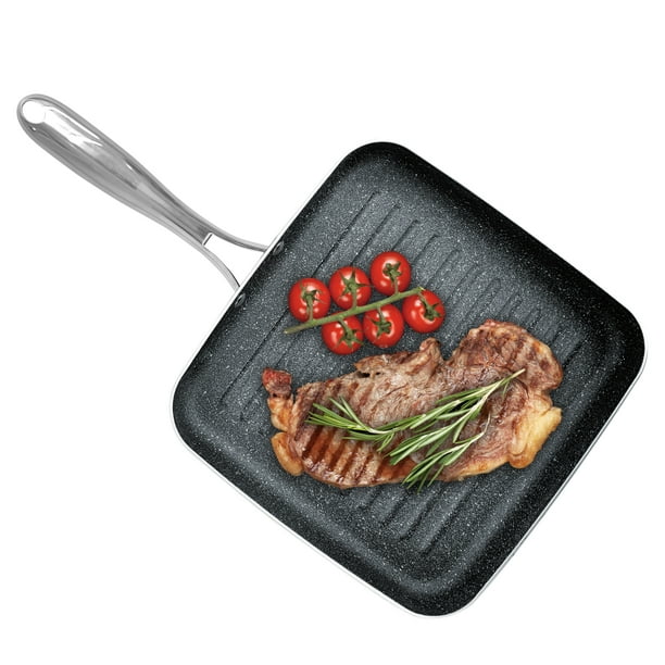 Granite Stone Grill Pan, 10.25" Nonstick and Scratchproof Stovetop