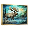 thumbnail image 2 of Designart "Serenity of Moose at Morning Lake" Animals Framed Wall Art - Modern Blue Moose Entryway Framed Wall Art Print, 2 of 6