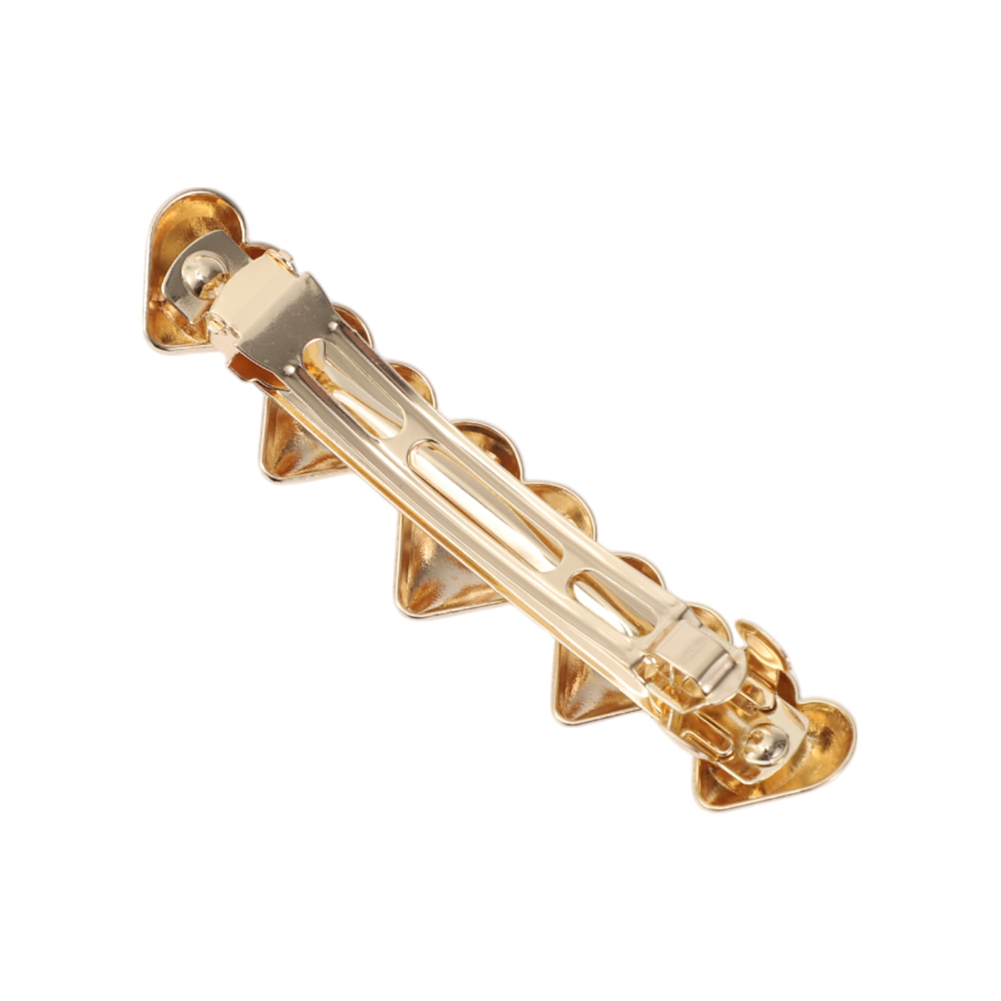 Unique Bargains Fashion Heart Home Use Hair Clips Gold Tone