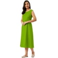 thumbnail image 4 of eloria Women Tunic Top Maxi Sleevless Round Neck Casual Dress Color : Parrot Green Size : XXL, 4 of 6