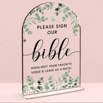 Wedding Decor Bible Guestbook Sign,5 x 7 Inch Arch Acrylic Sign, Wedding Sign for Ceremony and Reception, Wedding Decorative Signage For Table Decor (Foliage)