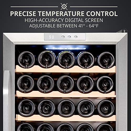 Ivation 34 Bottle Compressor Wine Cooler Refrigerator W Lock Large Freestanding Wine Cellar For Red White Champagne Or Sparkling Wine 41f 64f Digital Temperature Control Fridge Stainless Steel Walmart Com Walmart Com