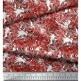 thumbnail image 2 of Soimoi Red Heavy Canvas Fabric Pine Leaves Print Fabric by the Yard 58 Inch Wide, 2 of 3