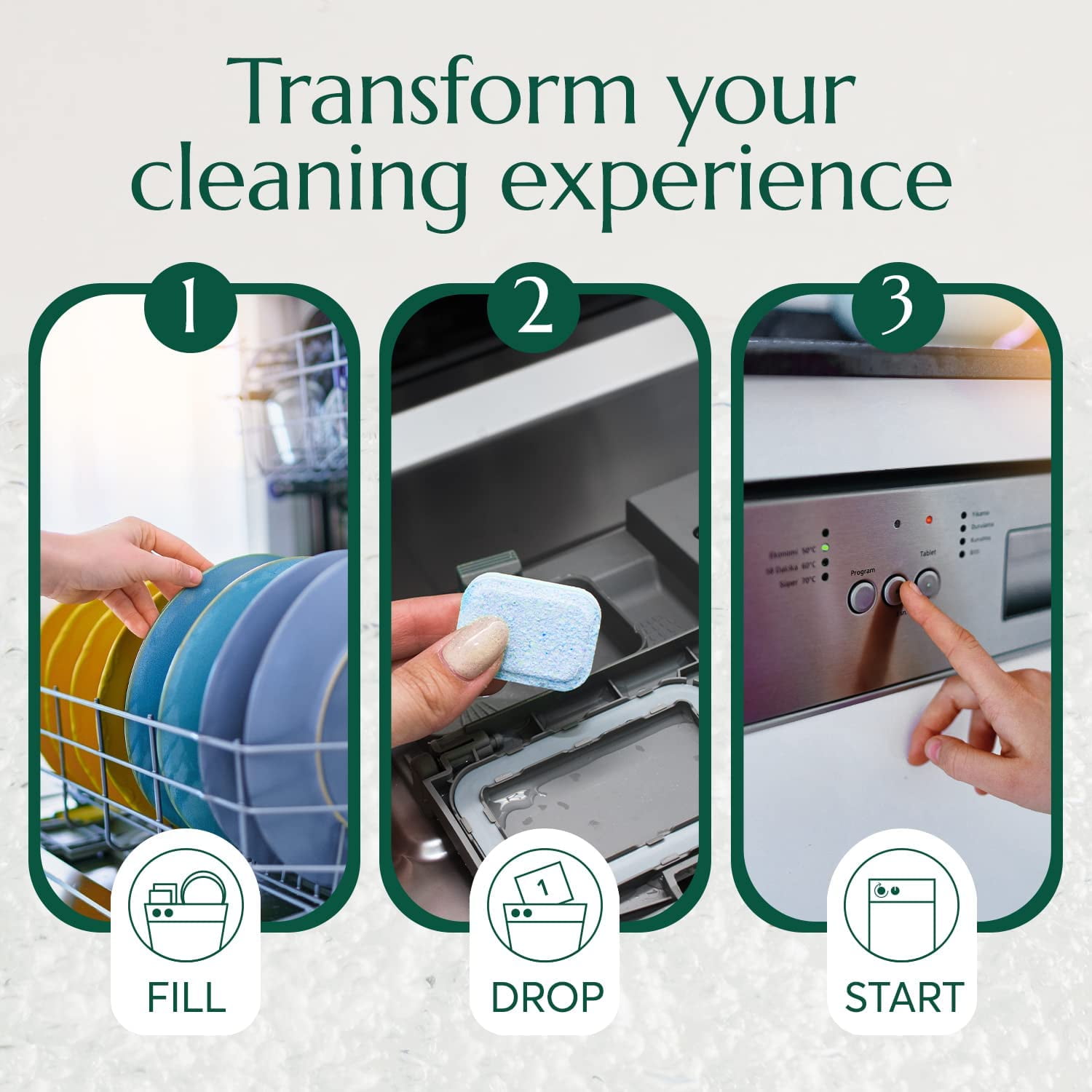Dishwasher Pods (32 Eco Tabs) Soap Detergent, No Harsh Ingredients, Individually Wrapped - Lemon Fresh