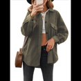 thumbnail image 2 of Chaqueta de Mujer de Gran Tamaño con Botones y Larga con Aberturas. Verde M, 2 of 5