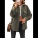 thumbnail image 2 of Chaqueta de Mujer de Gran Tamaño con Botones y Larga con Aberturas. Verde S, 2 of 5