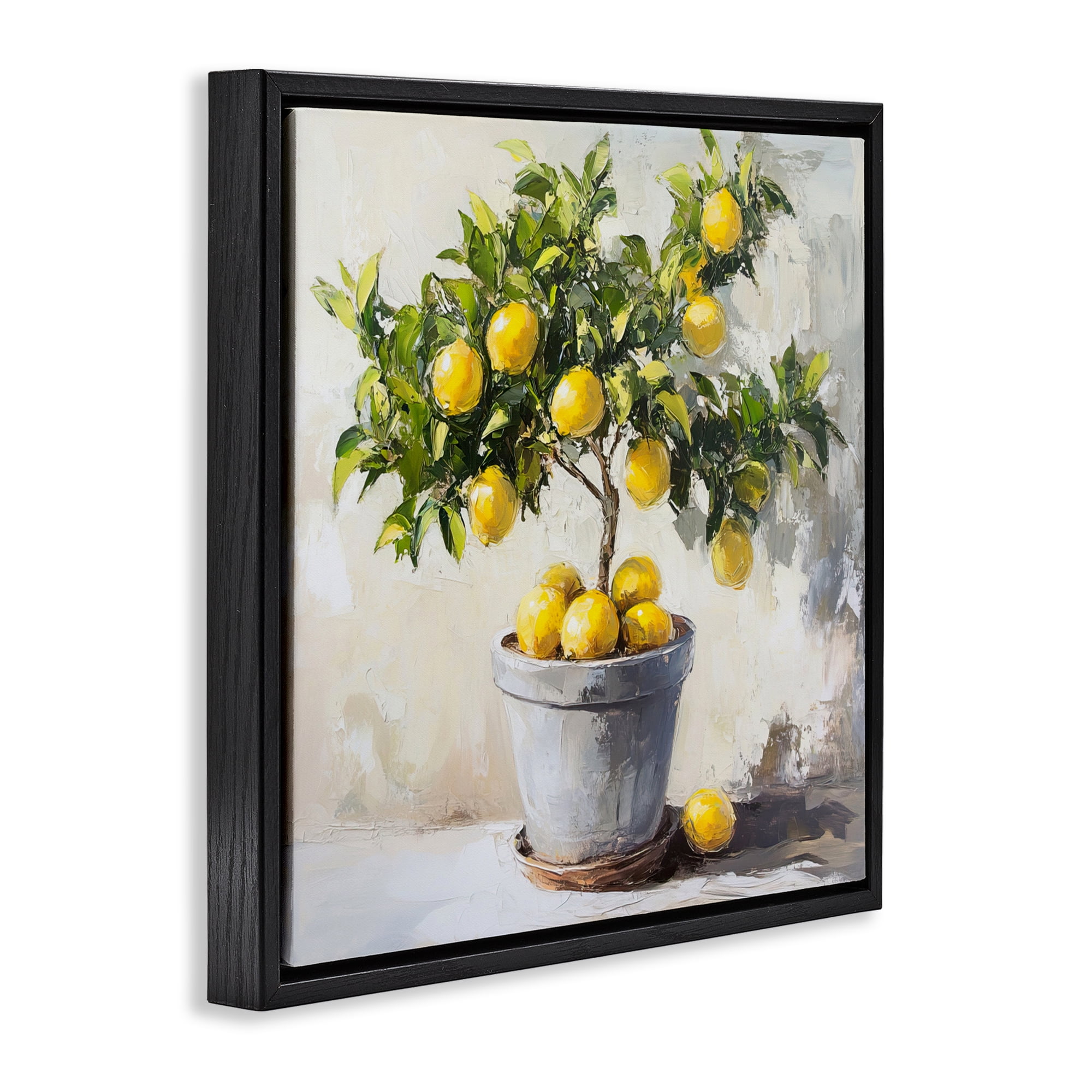 Stupell Industries Falling Lemon Tree Black Framed Floater Canvas Wall Art, design by Tina LeCour