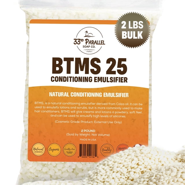 PARALELO 33 | BTMS 25 (2 lbs / 32 oz) Emulsionante acondicionador a granel | Acondicionador emulsionante de alcohol cetearílico de metosulfato de behentrimonio | (2 LIBRAS)