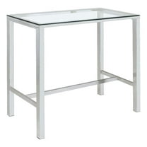 Maklaine Contemporary Rectangular Glass Top Pub Table in Clear