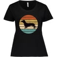 thumbnail image 3 of Inktastic Dachshund Dog Retro Sunset Women's Plus Size T-Shirt, 3 of 5