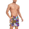 thumbnail image 4 of FORMRS Mens Swim Trunks Mesh Liner Quick Dry Casual Beach Board Shorts with Pockets, Sizes S-2XL, Purple Simple Triangles, 4 of 9