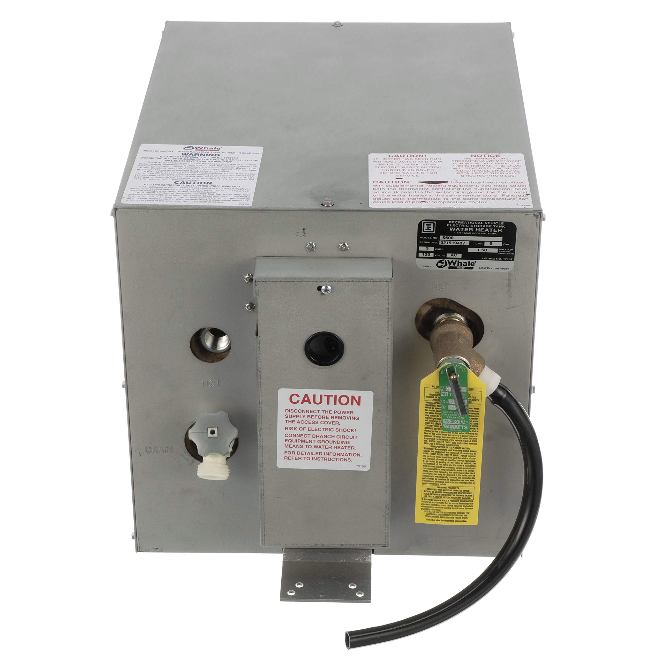 Whale Seaward 6 Gallon Hot Water Heater w/Rear Heat Exchanger - 120V -... [S600]
