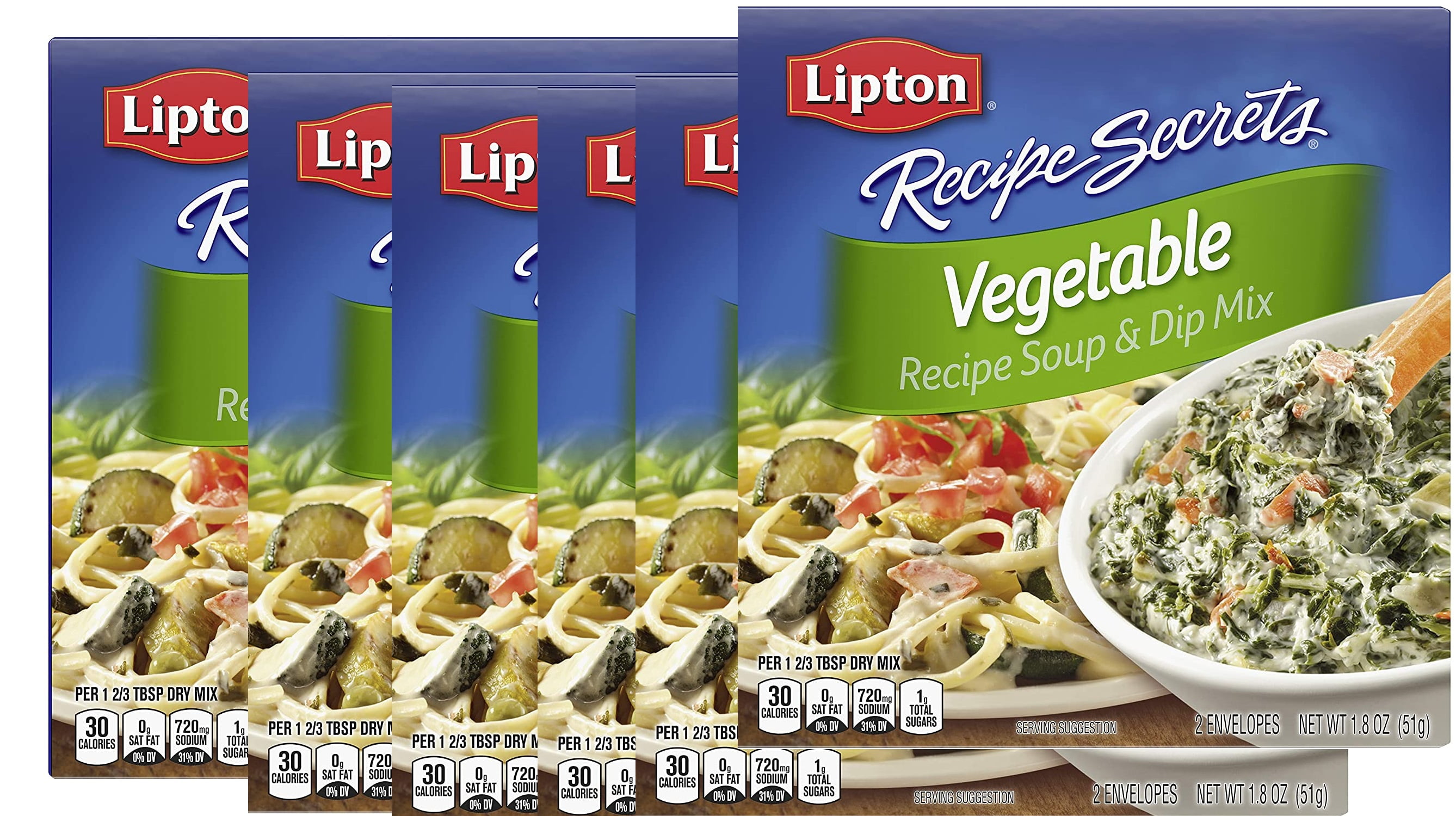 Lipton Recipe Secrets Soup and Dip Mix, Vegetable 1.8 oz, Pack of 6