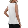 thumbnail image 5 of Women's Satin Camisole Tank Tops V Neck Pleated Dressy Casual Sleeveless Blouses Summer Business Work Shirts (2XL, White), 5 of 8
