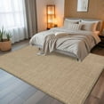 thumbnail image 5 of Beige 5x8 Area Rugs, Farmhouse Burlap Solid Brown Color Modern Linen Texture Non-Skid Rubber Backing Large Rectangle Rugs - Living Room Bedroom Home Office, Indoor Floor Mat Carpets Washable Rug, 5 of 9