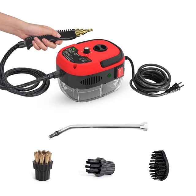 Limpiador de vapor de mano portátil de 2500 W, máquina de limpieza a vapor presurizada de alta tempe Tomshoo Rojo