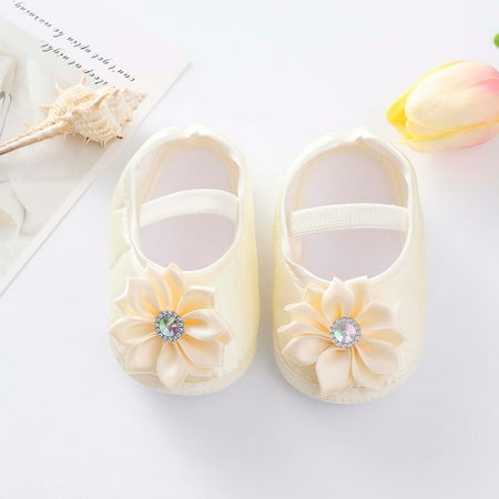 

Hinvhai Baby Girl Mary Jane Flats Shoes with Bowknot Classic Casual Soft Sole Non-Slip Solid Color Toddler First Walkers Infant Dress Shoes Clearance Yellow 0-3 Months