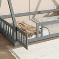 thumbnail image 4 of Miniyam Twin Floor Bed for Kids with House Frame, Guardrails and Lockable Door, Gray, 4 of 7