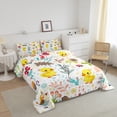 thumbnail image 3 of Cartoon Yellow Duck Comforter Set Cute Duck Bedding Set ,Kawaii Floral Animal Bed Comforter Set Woodland Leaves Flowers Butterfly Quilt Duvet 1 Pillow Case, 3 of 7