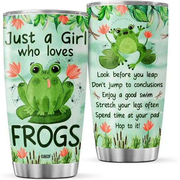 Green Frog Tumblers Coffee Women Stainless Steel Tumbler 20 Oz Cup Mug Funny Insulated Travel Mugs Gifts For Frog Lovers Women Birthday Kitchen Accessories Supplies