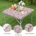 thumbnail image 4 of Pink Daisy Flower Yellow Centers Pattern Square Fitted Tablecloth with Elastic Edge,Square Table Cover,Washable Elastic Table Cover for Home Kitchen Party Decor 36"x36", 4 of 6