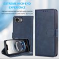 thumbnail image 7 of Wallet Case for iPhone 16e, 2 In 1 PU Leather Flip Phone Case with Detachable Magnetic TPU Inner, Kickstand Phone Cover with Card Slots & Wrist Strap for iPhone 16e, Blue, 7 of 7